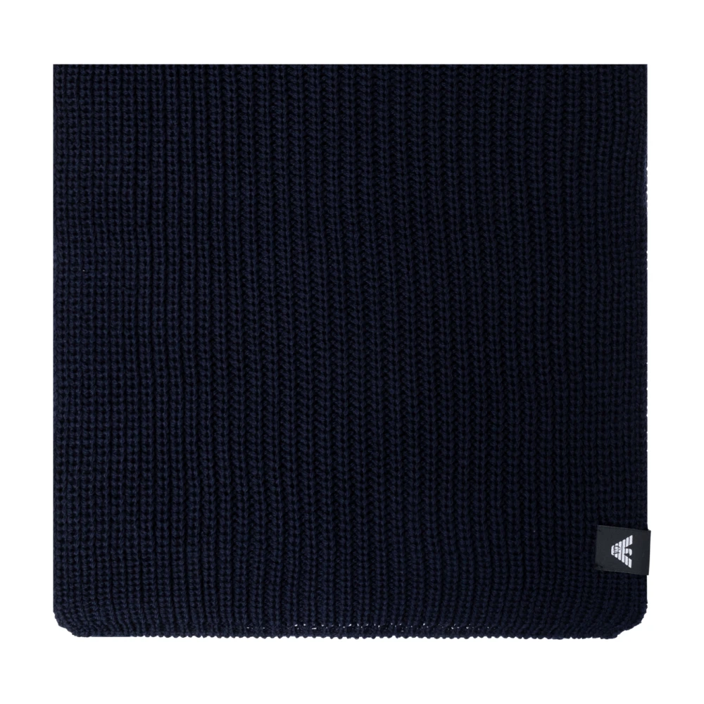 Emporio Armani Wollen sjaal met logembleem Blue Unisex