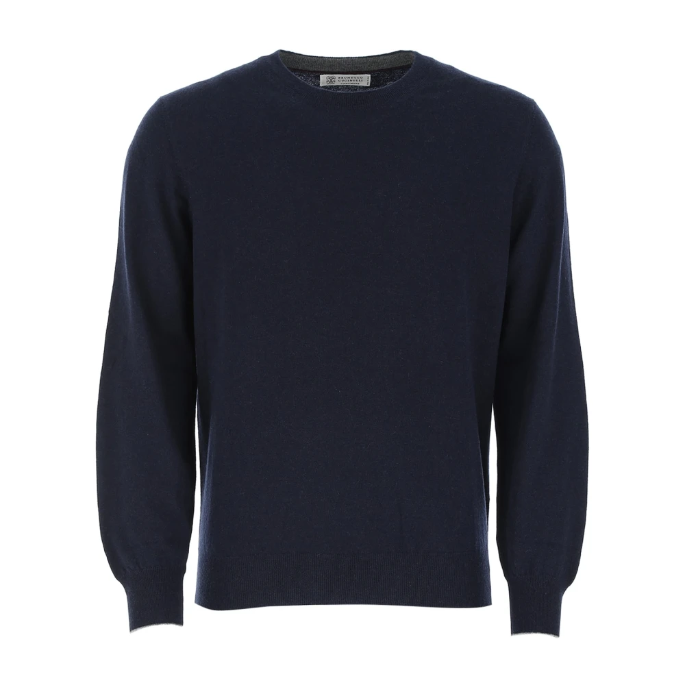 Brunello Cucinelli Blue Stylish Knit Jumper - Male - Round-Neck Knitwear - 3XL - Knitwear