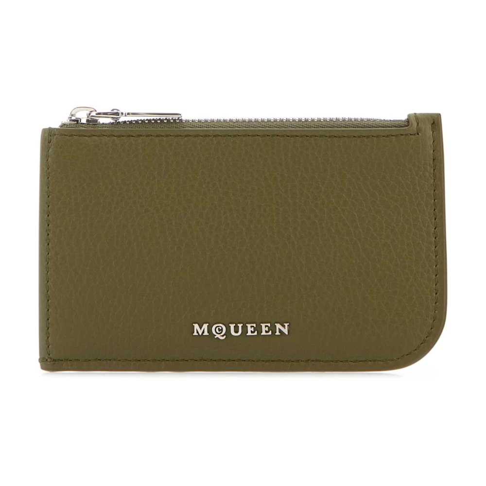 Alexander Mcqueen Men's Green Wallets & Cardholders, One Size, Stylish Army Leather Card Holder
