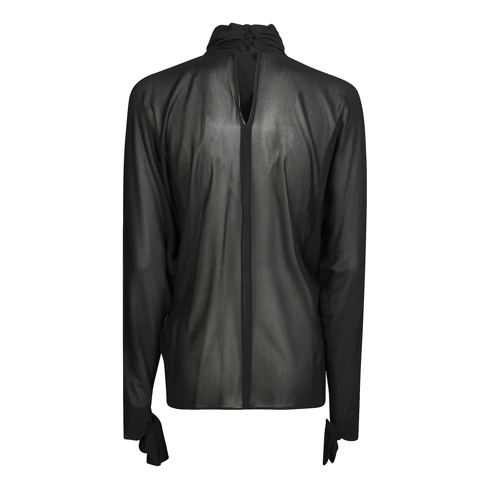 Dondup Doorschijnende Voile Blouse Black Dames