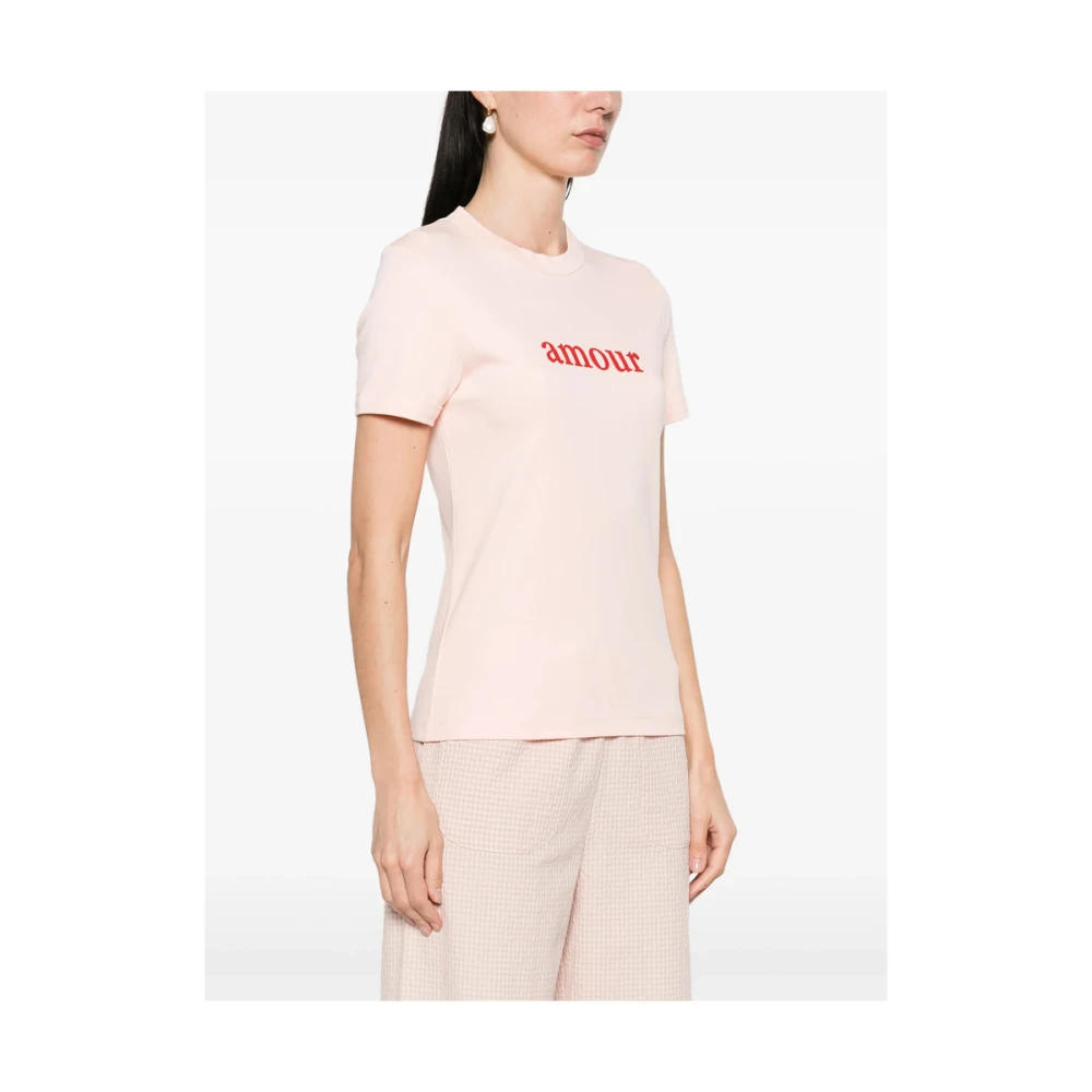 Maison Labiche Lichtroze Crew Neck T-shirt Pink Dames