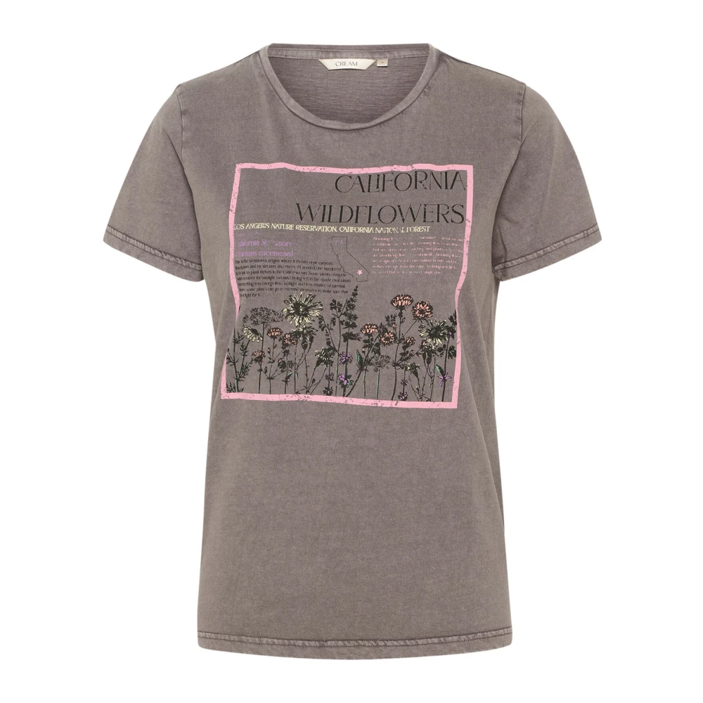 Cream Roze Wildflowers Grafische Tee Top Gray Dames