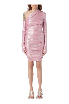 pink-metallic-one-shoulder-mini-dress
