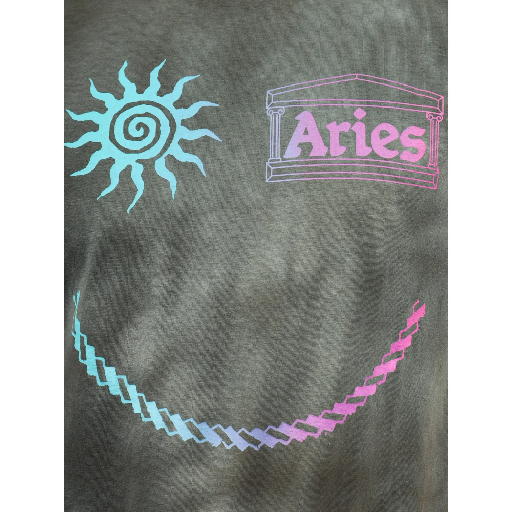 Aries Grunge Happy Dude Bleached T-shirt Gray Heren