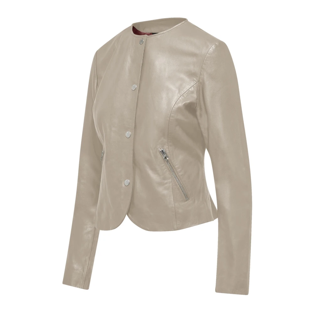 BomBoogie Damy leren jas Beige Dames