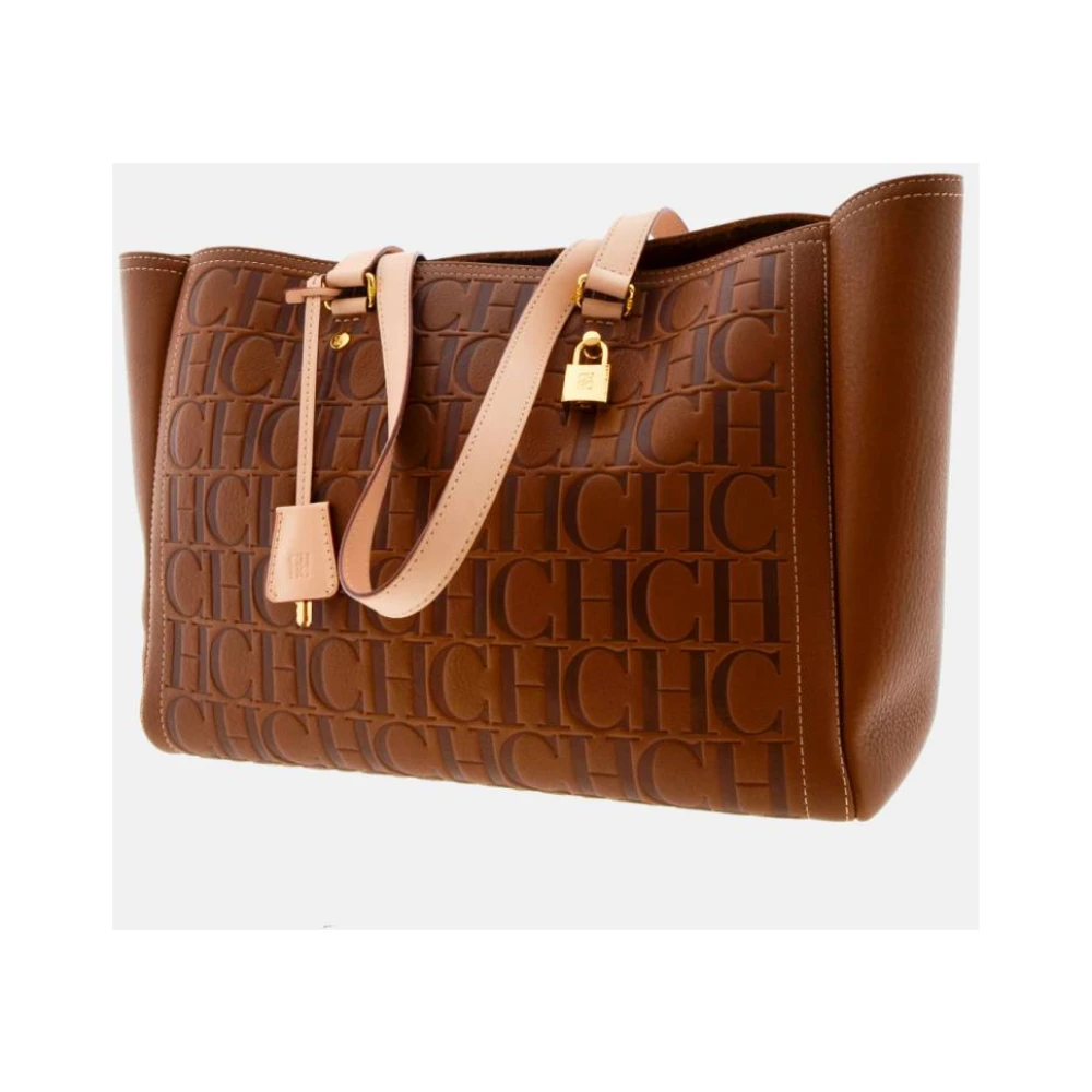 Carolina Herrera Vergrendelde hele dag Cognac Handtas Brown Dames