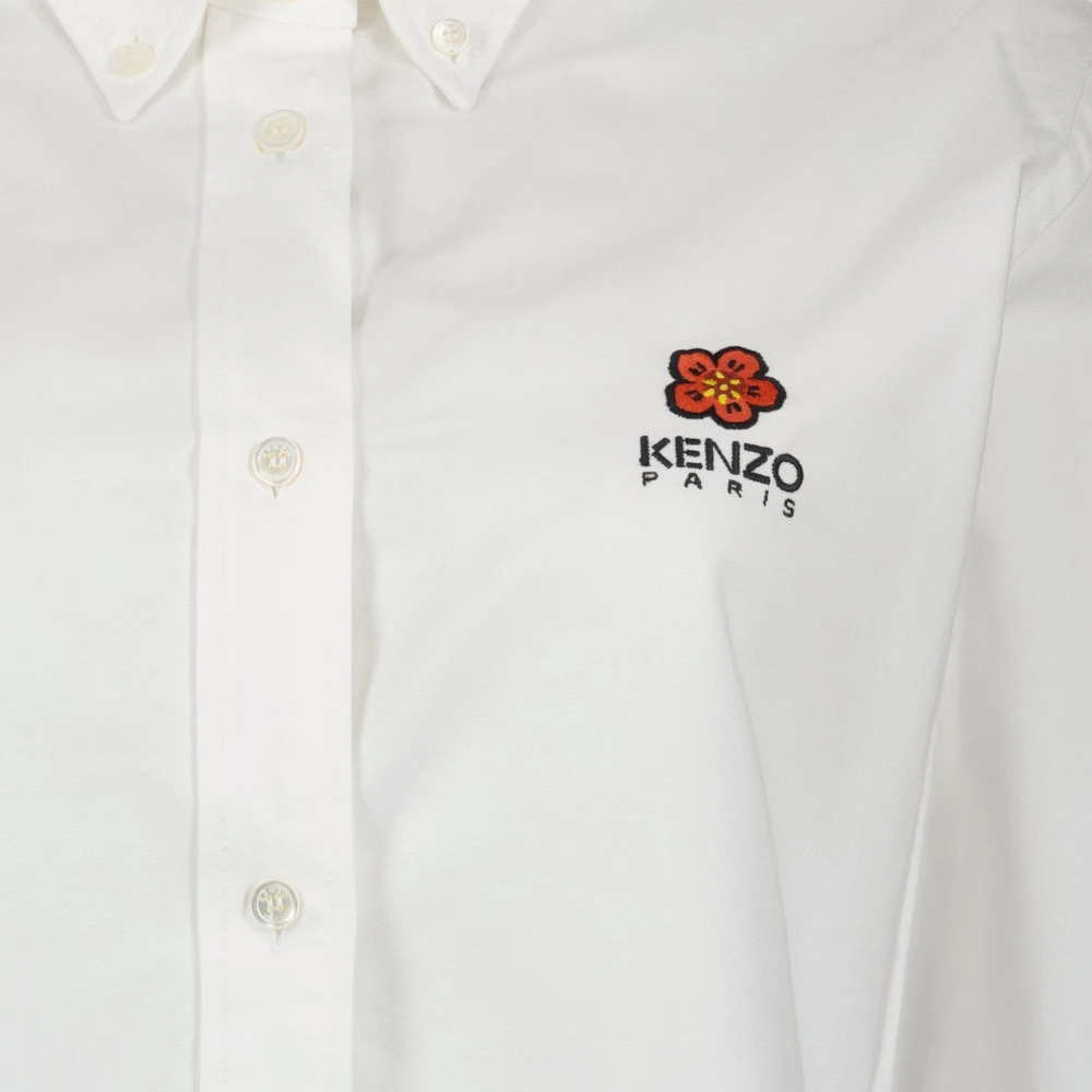 Kenzo Klassiek Overhemd met Lange Mouwen in Effen Kleuren White Dames
