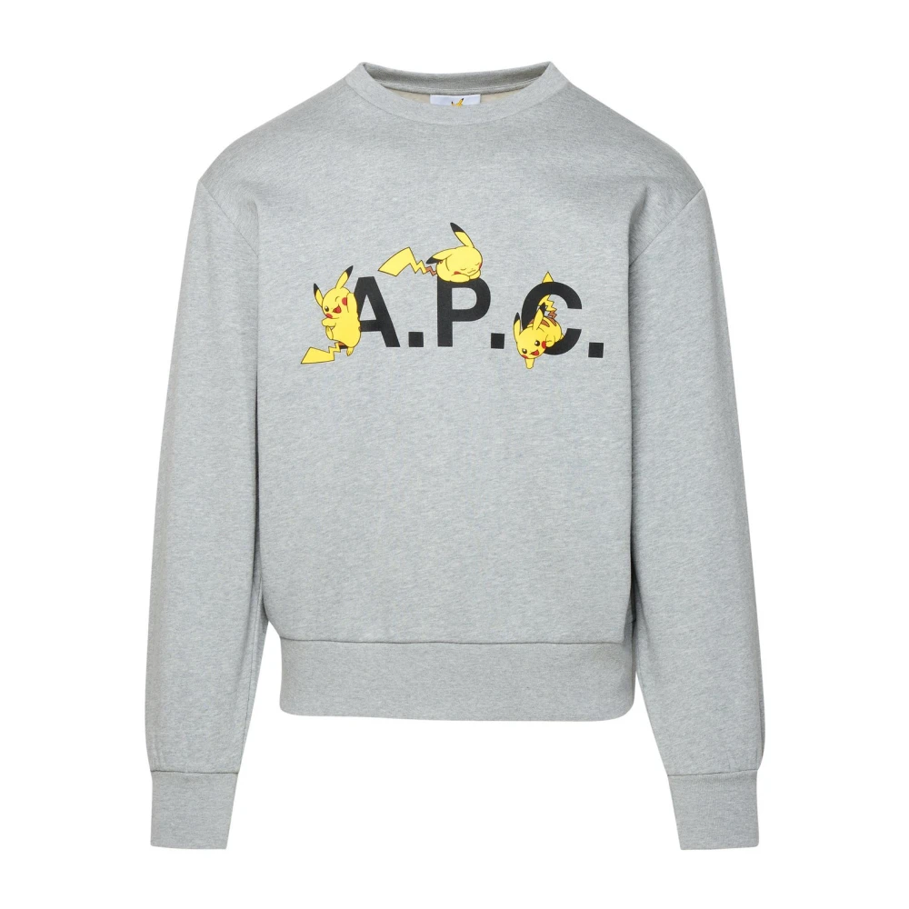 A.p.c. Men's Gray Sweatshirts,, Pikachu Grey Cotton Sweatshirt Medium