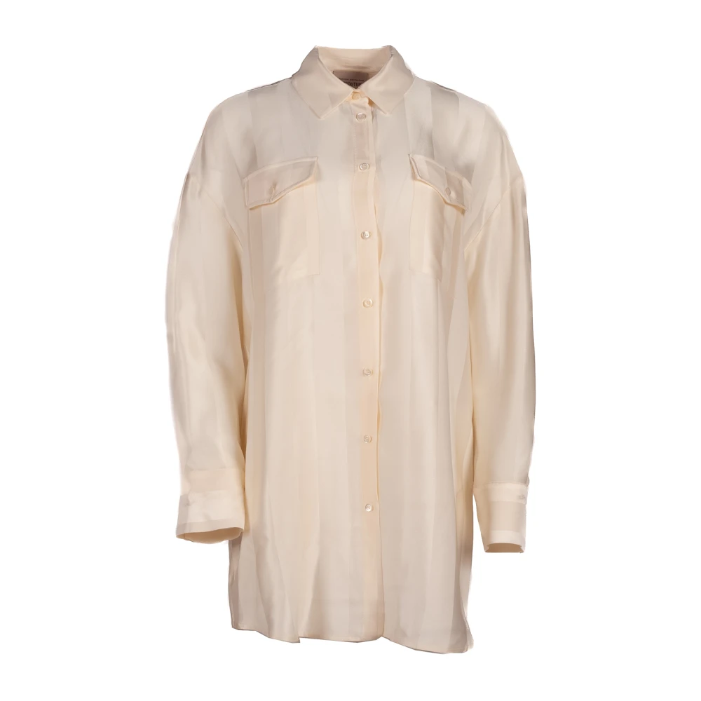 Semicouture Gestreepte cady shirt in beige Dames