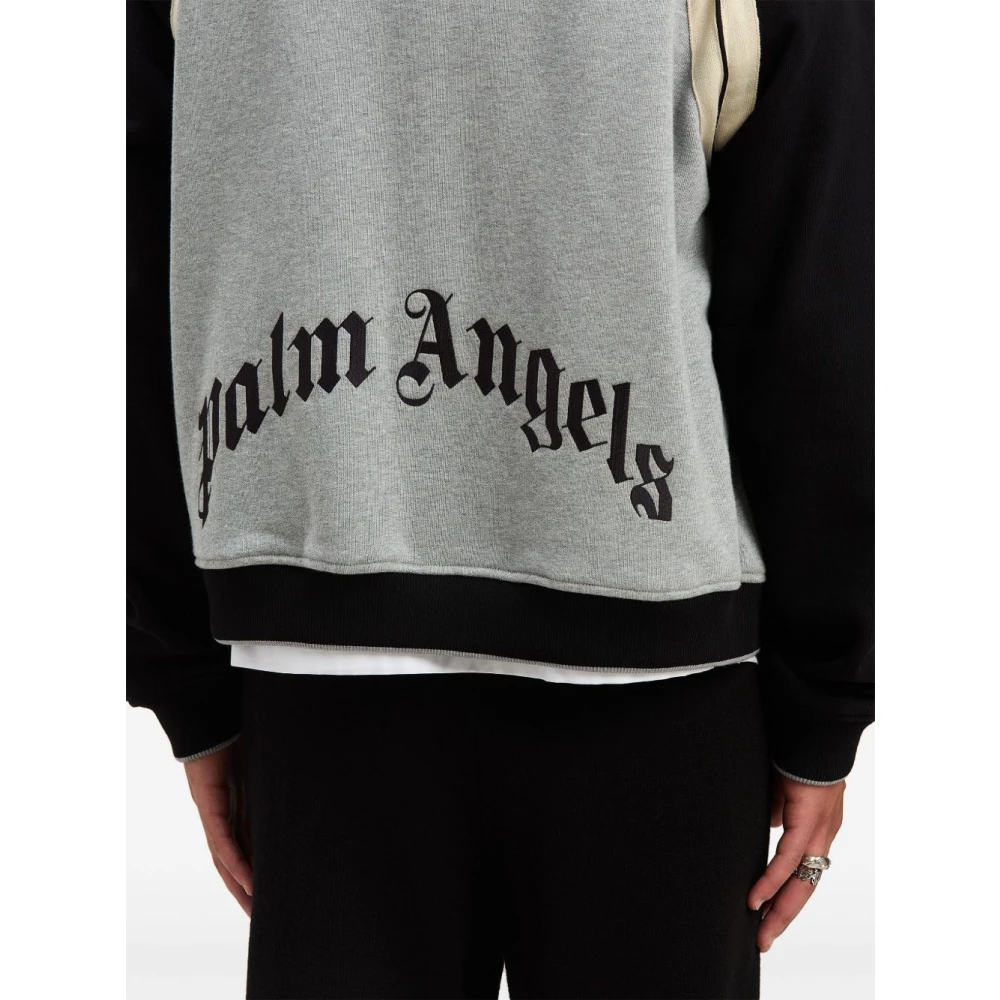 Palm Angels Grijze Sweater met Knoopsluiting Gray Heren