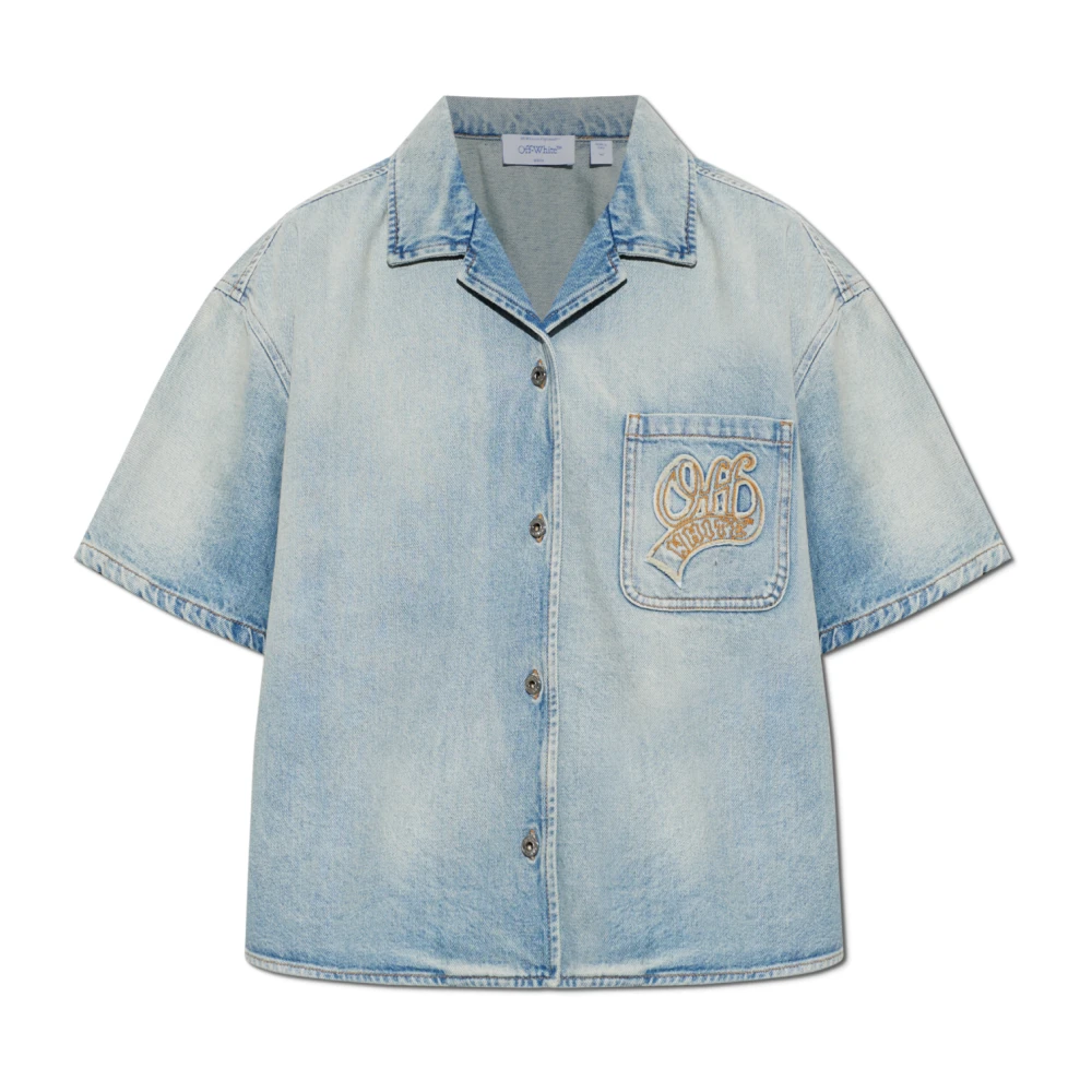 Off White Donna Blu Camicette L, New,