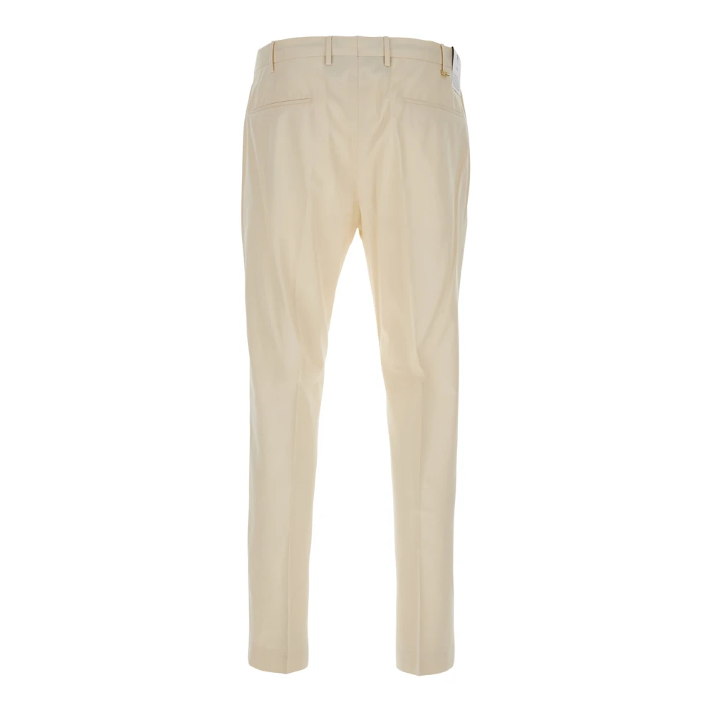 PT Torino Witte Slim Fit Flanellen Broek White Heren