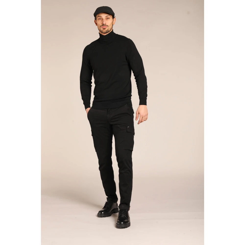 Mason's Extra Slim Fit Cargo Broek in Gabardine Black Heren