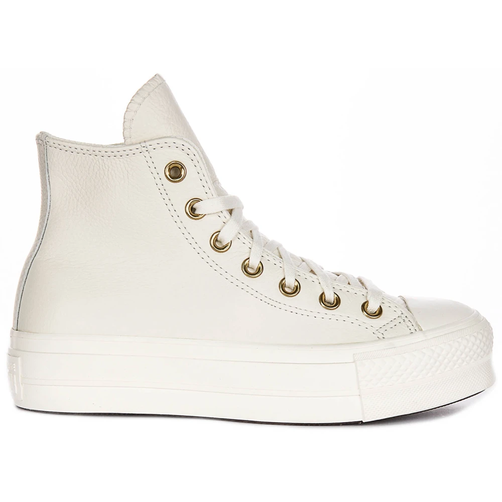 Converse Women's Beige Sneakers, 5 Uk, Lift Hi Platform Cream Gold Leather