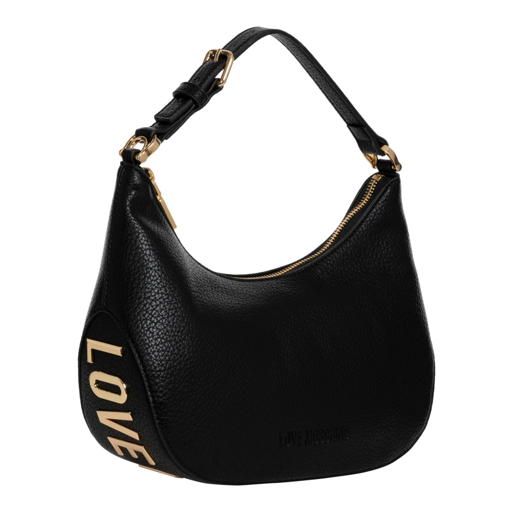 Love Moschino Logo Hobo Tas met Verstelbare Band Black Dames