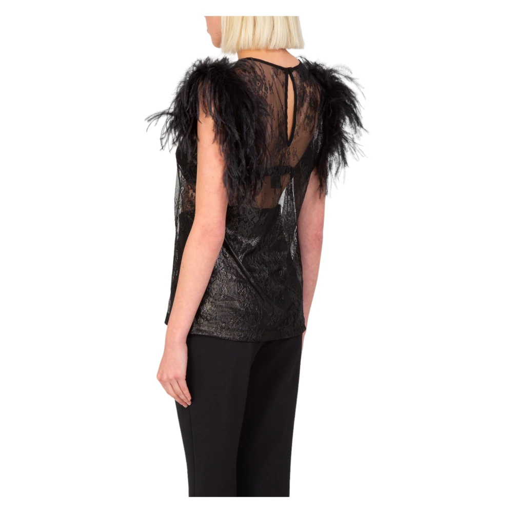 pinko Veren Sheer Top in ZZ0 Black Dames
