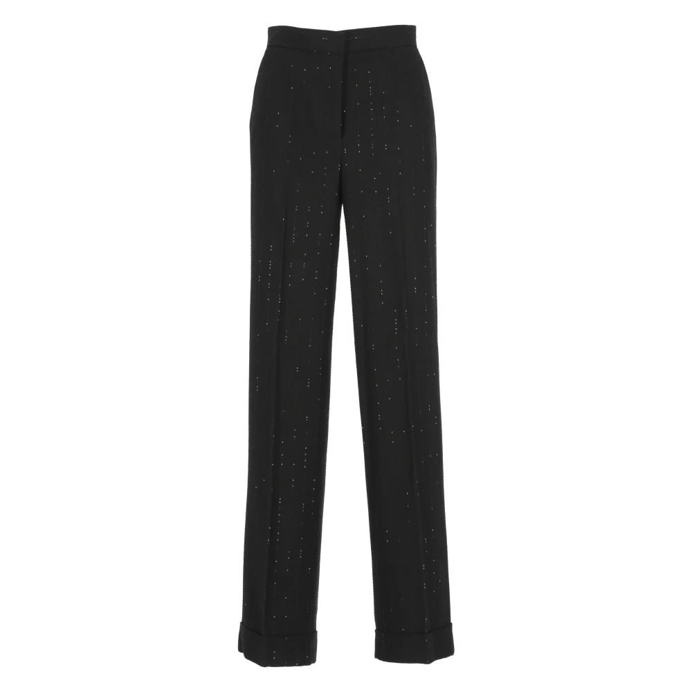 Antonelli Firenze Zwarte wolblend palazzo broek Gestreepte pailletten Black Dames