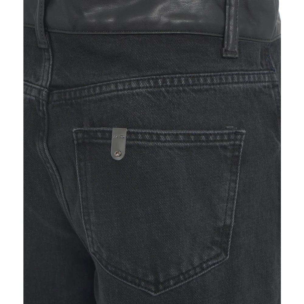 Liu Jo Cargo Wide Leg Jeans met Logo Details Black Dames