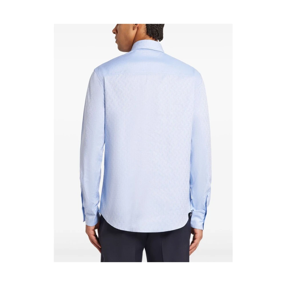 Salvatore Ferragamo Lichtblauwe Button-Down Overhemd Blue Heren