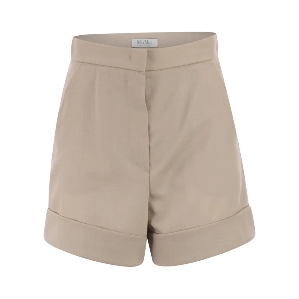 MAX MARA | Light beige canvas MXMCELEBRE shorts | female | 40 - Image 3