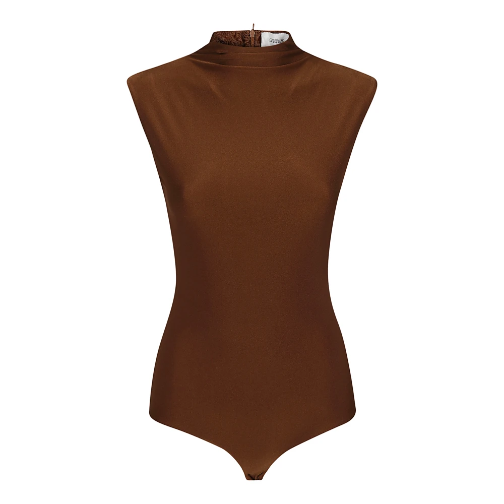 Max Mara Bruine Mouwloze Bodysuit Aw24 Brown Dames