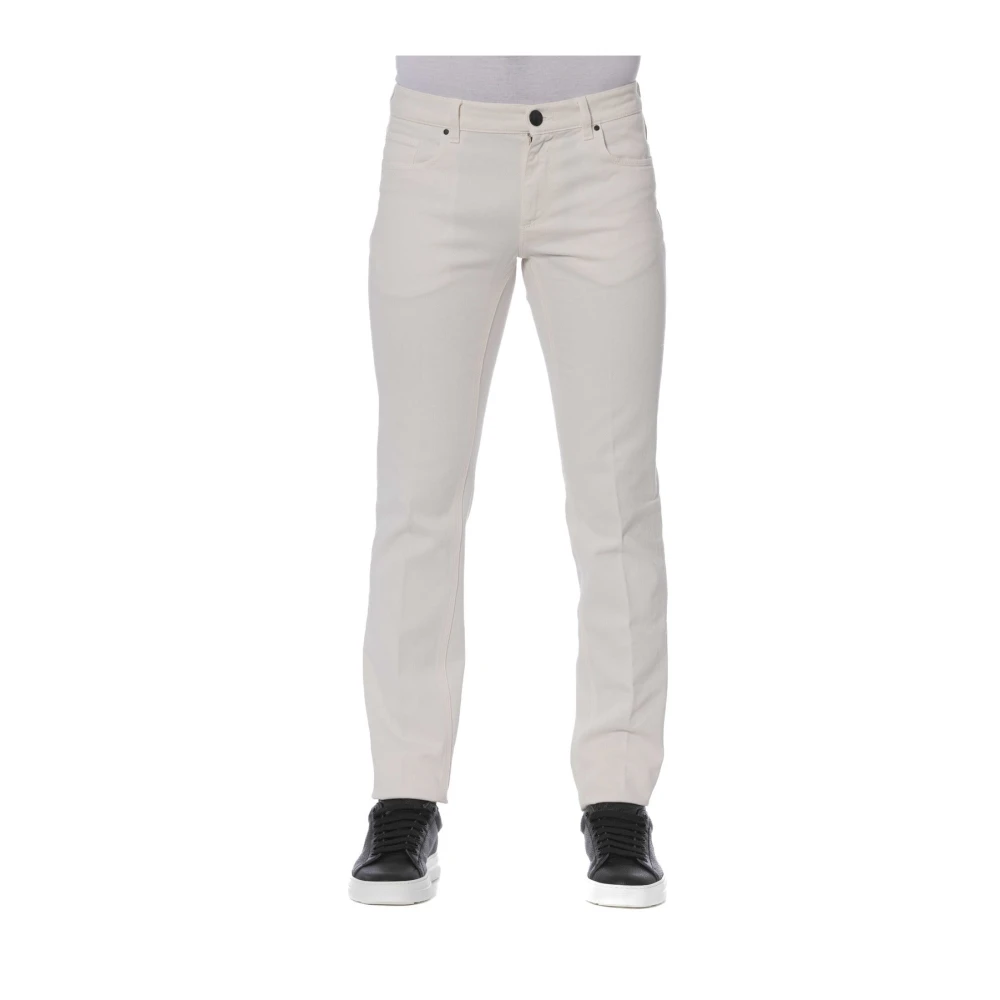 Trussardi Jeans met knoop- en ritssluiting en voor- en achterzakken White Heren