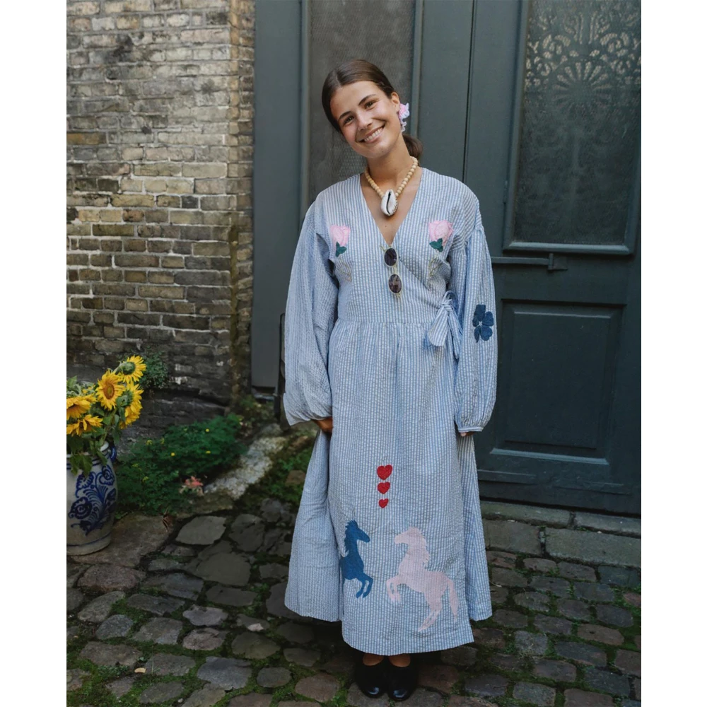 Sissel Edelbo Caro Katoenen Jurk Blue Dames