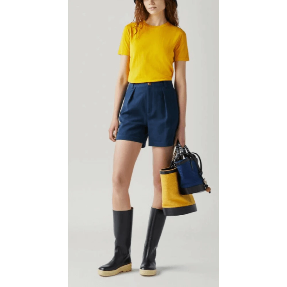 Loro Piana Ademende Katoenen Bermuda Shorts Blue Dames