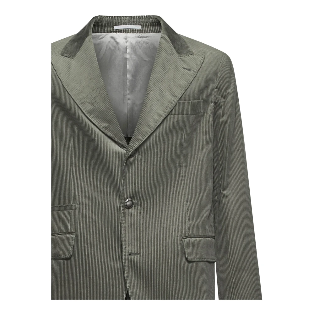 BRUNELLO CUCINELLI Groene Corduroy Peak Lapel Blazer Green Heren