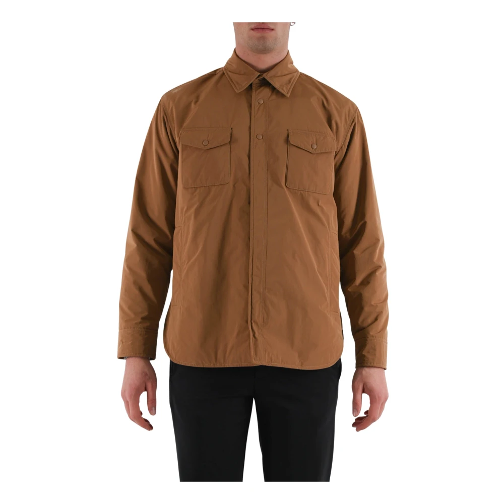 Aspesi Nylon Overshirt met Snap Front Beige Heren