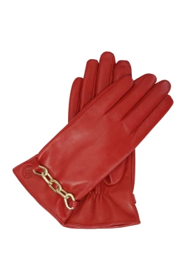 Eleganta röda handskar med smyckesutsmyckning