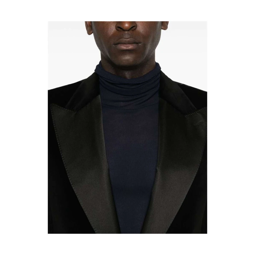 Dolce & Gabbana Zwart Fluwelen Jas Peak Revers Black Heren