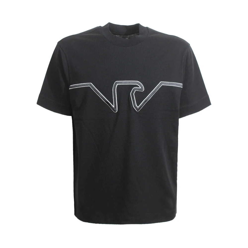 Emporio Armani Zwart T-shirt met borstprint Black Heren