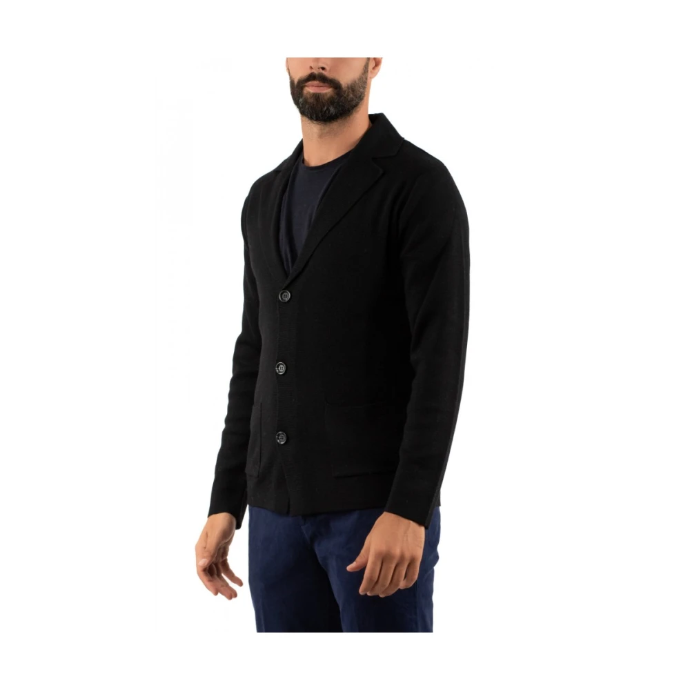 Daniele Fiesoli Heren Cardigan in Klassieke Stijl Black Heren