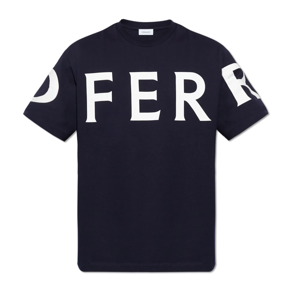 Salvatore Ferragamo Bedrukt T-shirt Black Heren