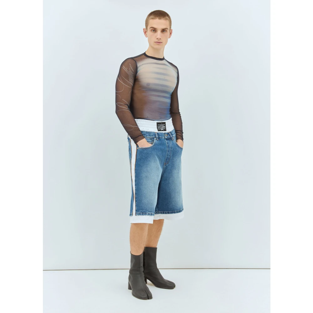 Jean Paul Gaultier Denim Panel Katoenen Shorts Blue Heren