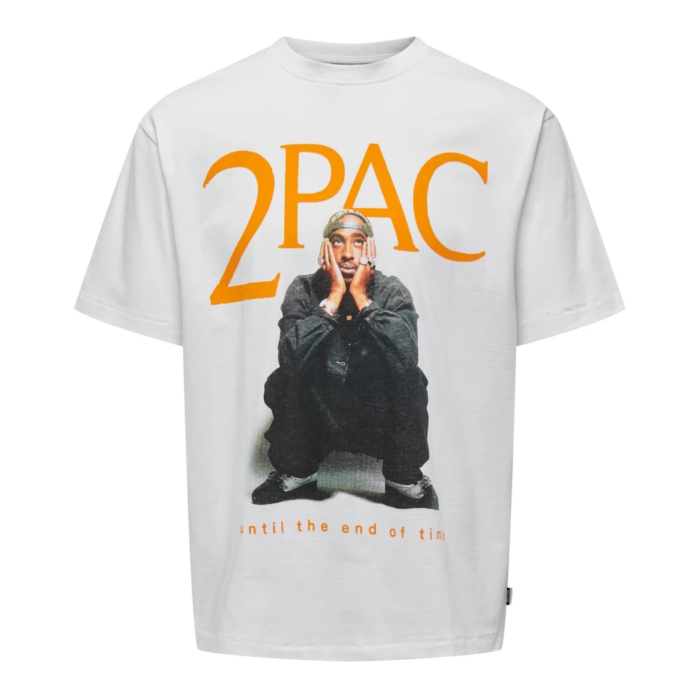 Only & Sons Tupac Frontprint T-Shirt Gray Heren