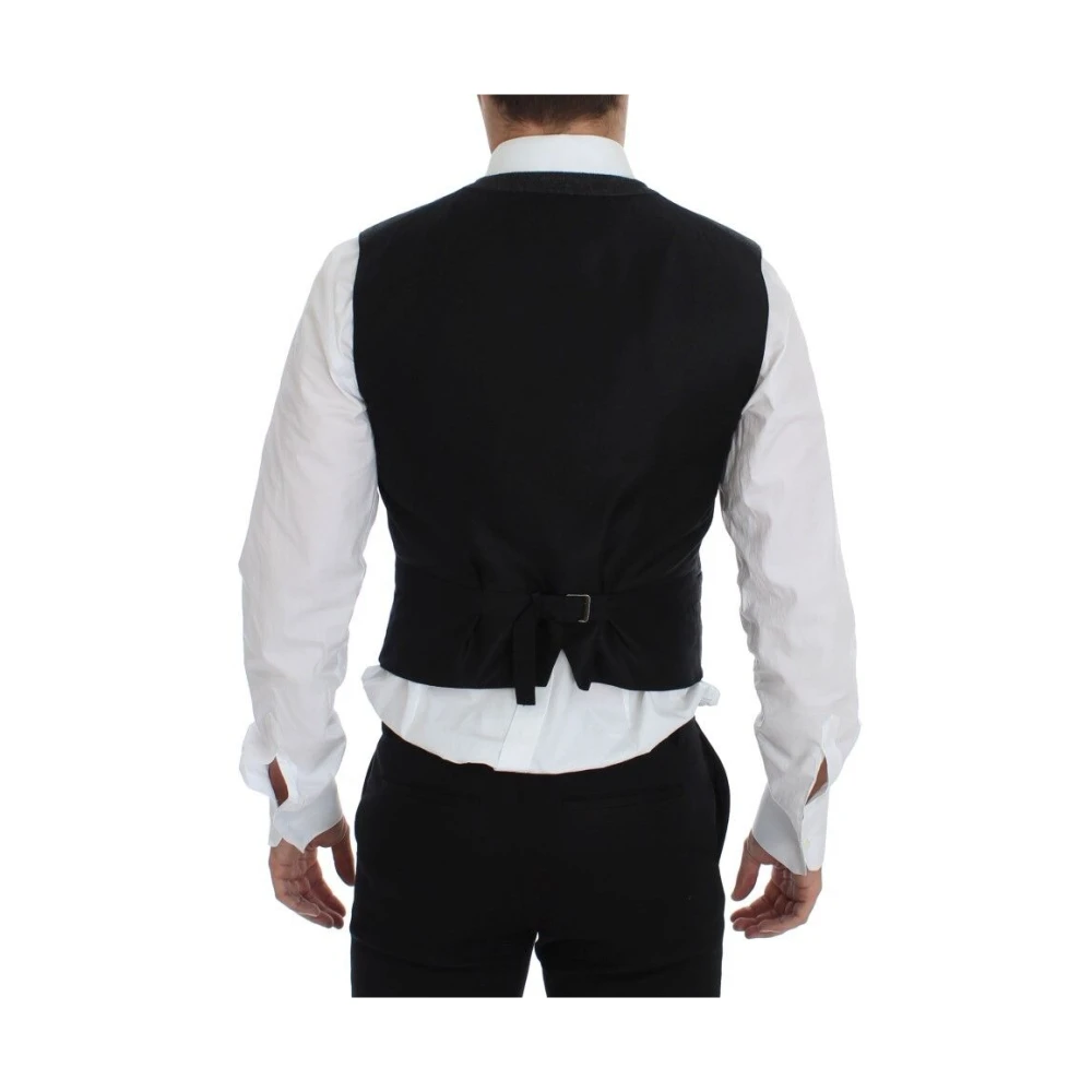 Dolce & Gabbana Elegante Grijze Wollen Blend Jurk Vest Gray Heren