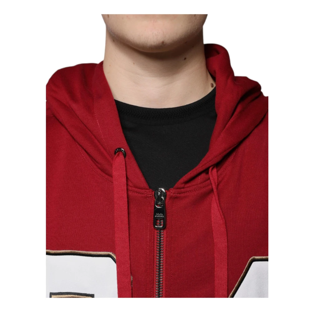 Dolce & Gabbana Rode Sweatshirt met Rits en Logo Details Red Heren