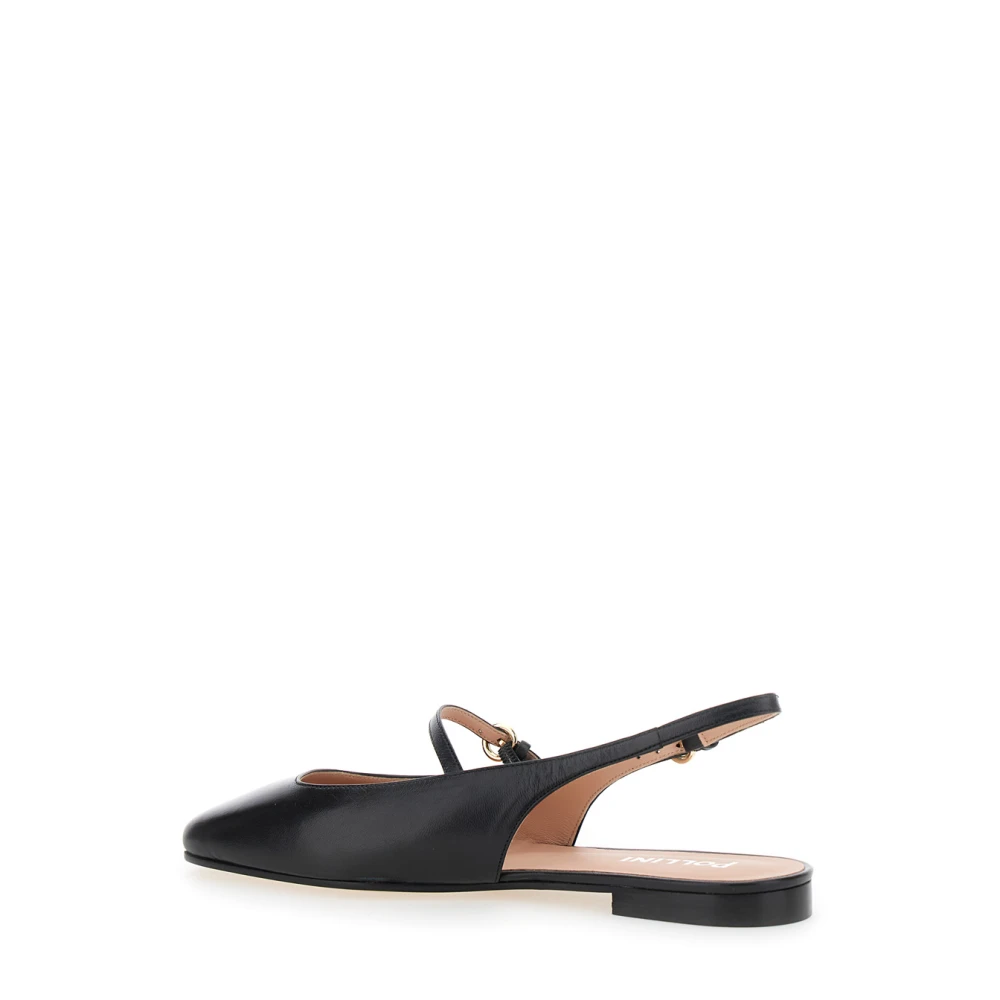 Pollini Zwarte Leren Slingback Ballerina's Black Dames