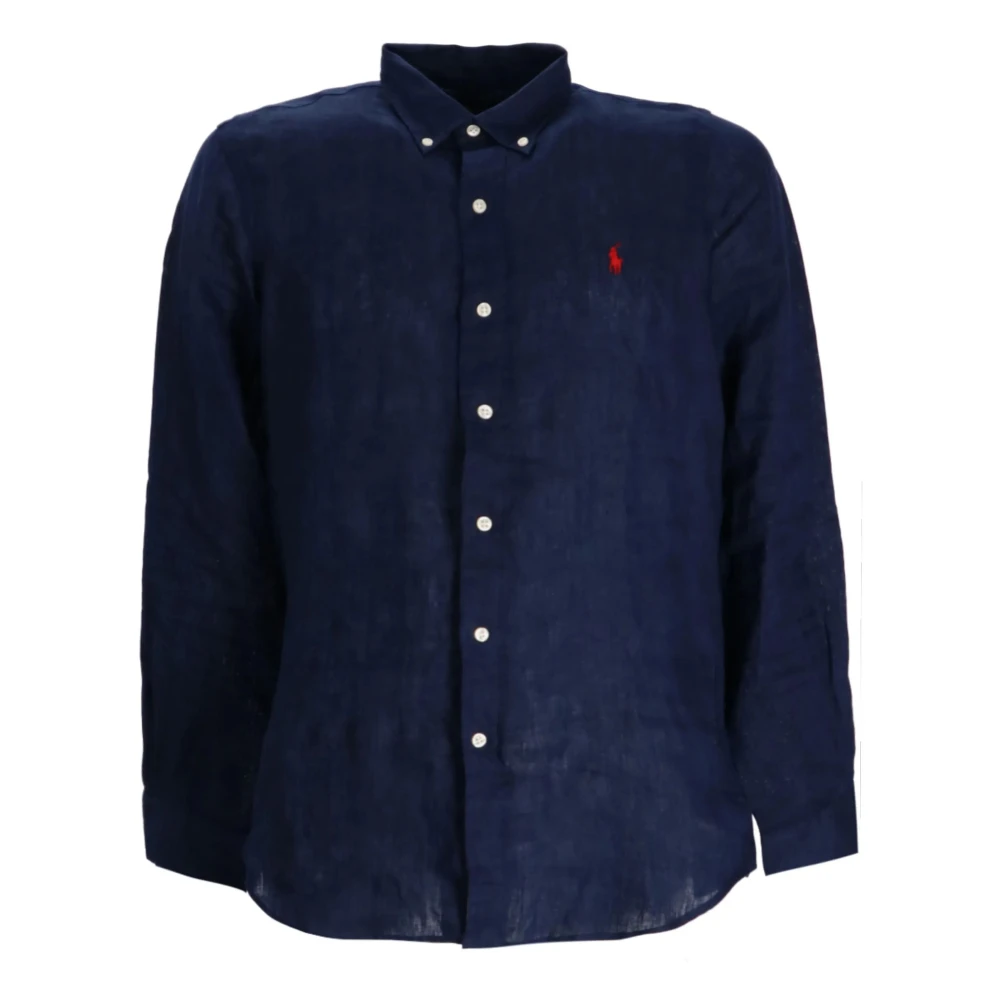 Polo Ralph Lauren Men's Blue Linen Button-Down Shirt