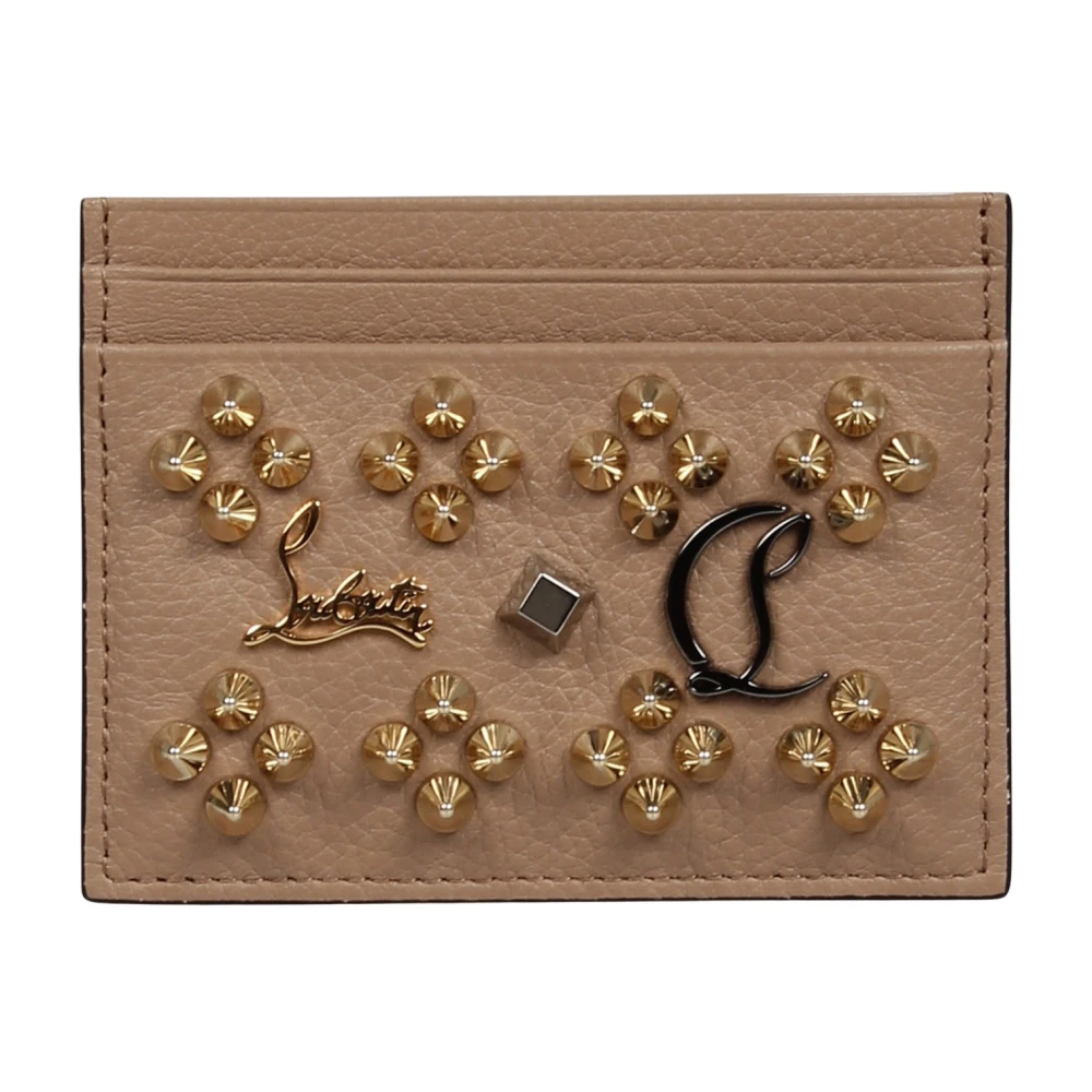 Christian Louboutin Studded Leren Kaarthouder Brown Dames