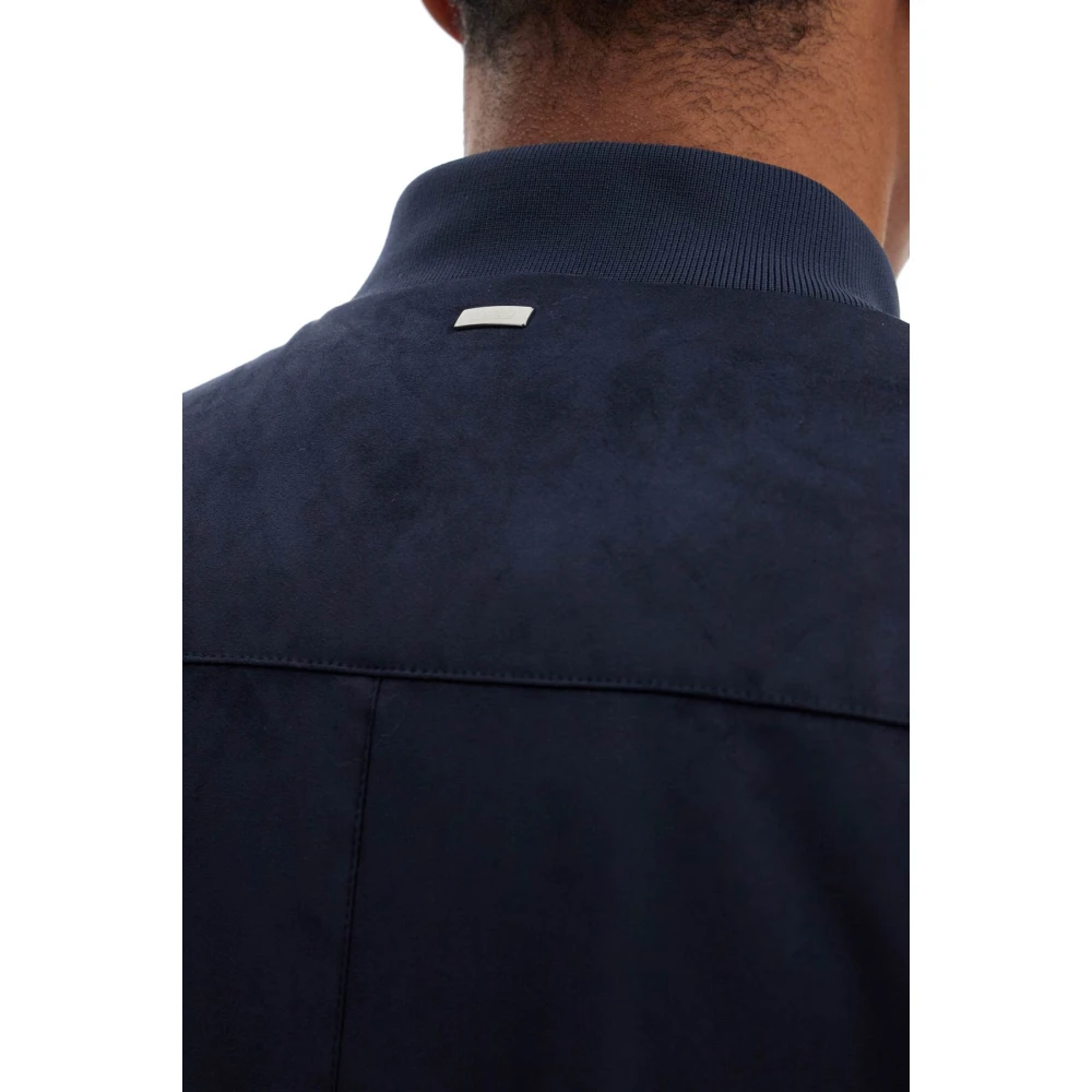 Herno Stijlvolle Suede Bomberjack Blue Heren