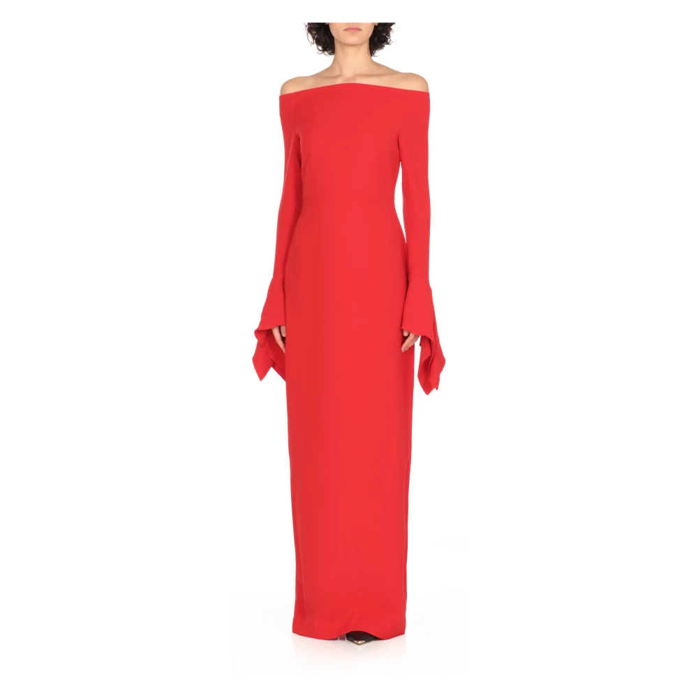Solace London Rode Jurk met Rechte Hals en Lange Mouwen Red Dames