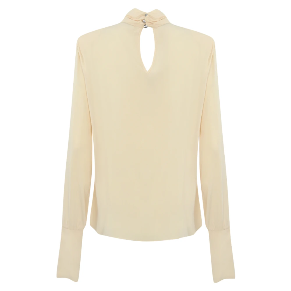 PATRIZIA PEPE Vloeibare viscose overhemd met knoopdetail White Dames