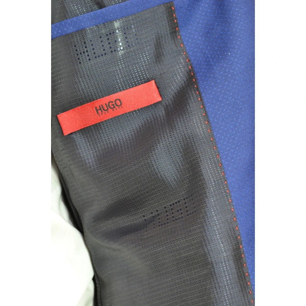 Hugo Boss Slim Fit Blauw Wol Pak met Klassieke Revers Blue Heren