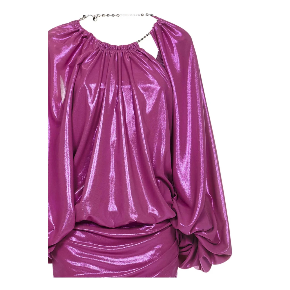 The Attico Paarse Feestjurk met Gedrapeerde Wikkelrok Purple Dames