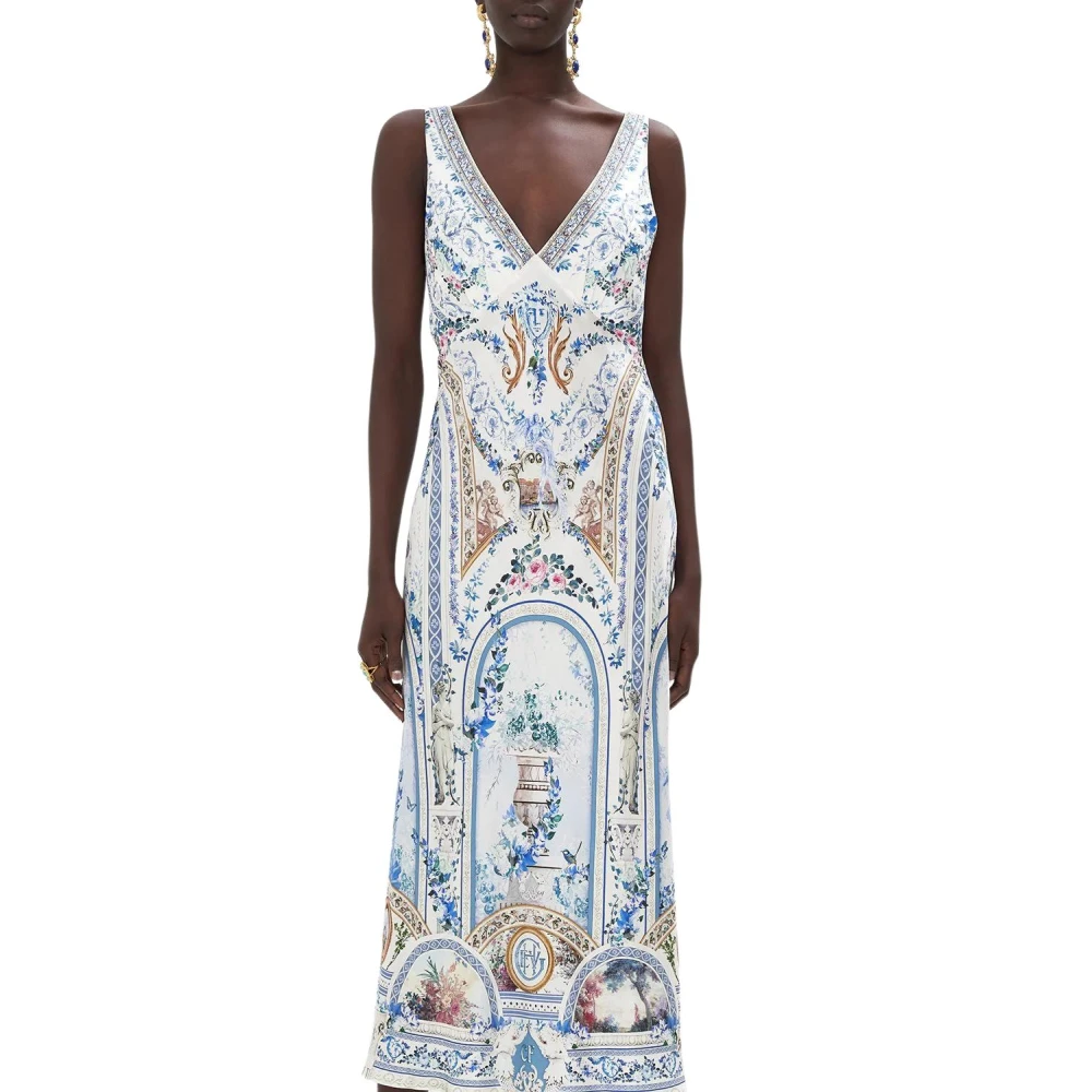 Camilla Elegante Zijden Slip Jurk Multicolor Dames