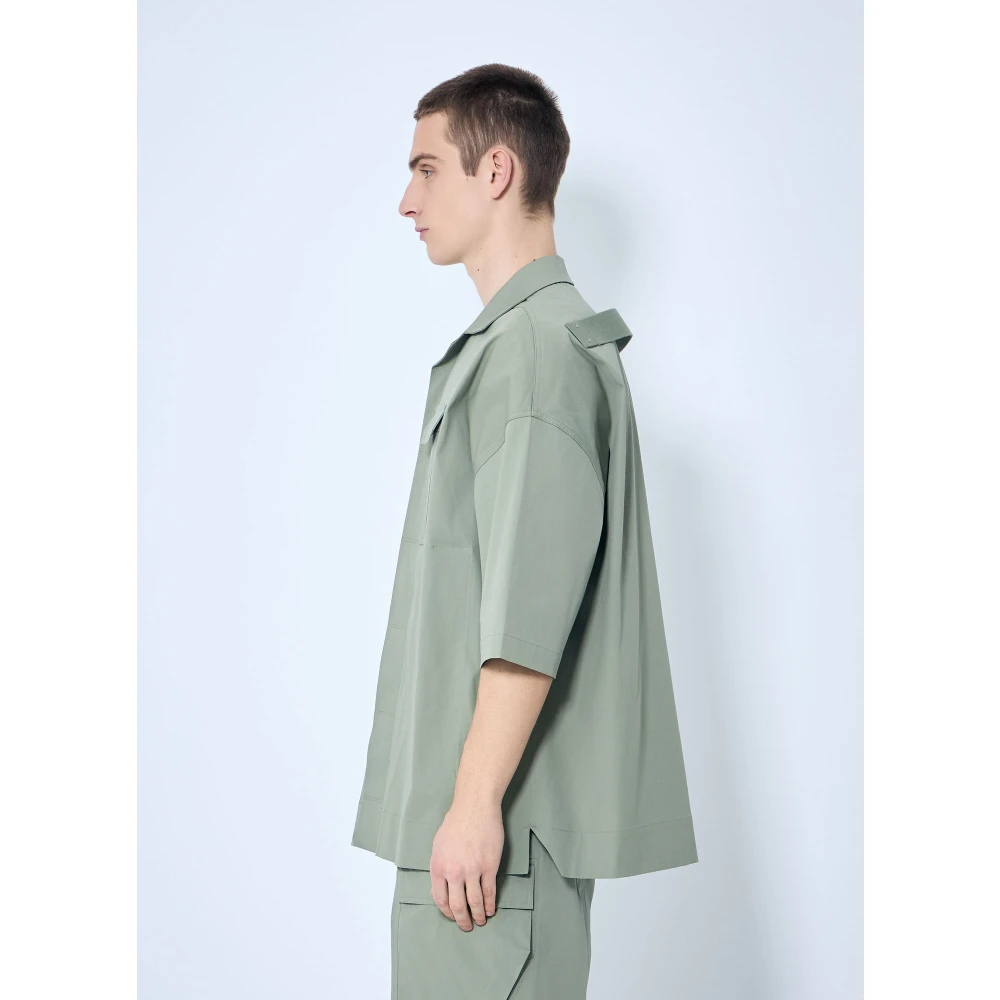 Rick Owens Stretch Cargo Shirt Klassieke Kraag Green Heren