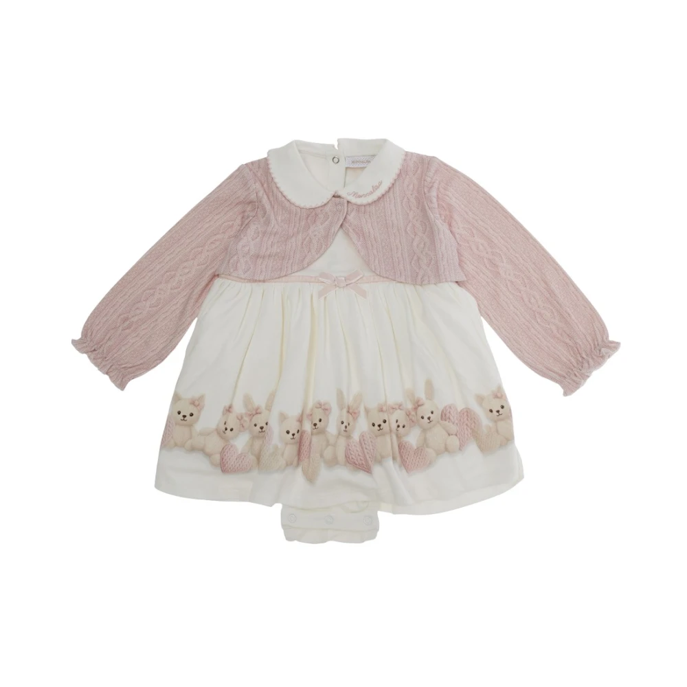 Monnalisa Dress & Cardigan Set - Unisex - Kids Sets - Pink - 6 M | 68 Cm - Kids